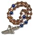 Anglican Prayer Beads, Rosary - Amber & Capri Blue Czech Glass
