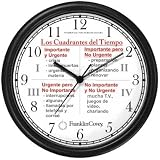 Habit 3 - Time Management Matrix or Quadrants (Spanish Text) - Wall Clock from THE 7 HABITS - CLOCK COLLECTION by WatchBuddy Timepieces (White Frame)