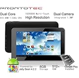 Prontotec 7 Inch HD 1024x600 Capacitive Touch Screen Tablet PC DDR 512MB, ROM 8GB,Dual Core Android 4.2.2, Dual Camera, HDMI, Standard USB Port,Wi-fi, G-sensor (Black)