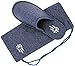 Sunshine Code Men's Memory Foam Cotton Washable Slippers with Matching Travel Bag for Home Hotel Spa Bedroom, L, Navy