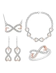 Sterling Silver Two Tone, Diamond Infinity Jewelry Set (7/8 cttw)