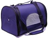 Blue Fabric Canvas Cat / Small Dog / Rabbit / Guinea Pig / Pet Foldable Travel Holiday Vet Carrier with Sholder Strap 43cm long, 29cm high, 29cm wide. F22