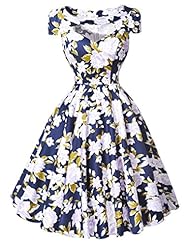 V-neck Cotton Cap Sleeves Short Sleeves Vintage  Dress