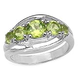 1.20 Carat Genuine Peridot Sterling Silver Ring