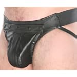Mr-S-Leather Leather Codpiece Jock Strap - Black - Medium - 32-34"