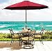 9' Burgundy Patio Umbrella Wooden Market Umbrella with Tilt Solid Wood Construction