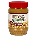Fifty-50 Peanut Butter Creamy, Without Added Sugar, 18-Ounce Units (Pack of 6)