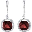 14K White Gold Mozambique Garnet and Diamond Earrings