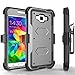 Grand Prime Case, Tekcoo® [TShell Series] [Ash Grey] Shock Absorbing [Built-in Screen Protector] Holster Locking Belt Clip Defender Heavy Duty Case Cover for Samsung Galaxy Grand Prime/Go Prime