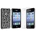 Smoke Hard Bird Nest Rear Snap On Cover Case and Screen Protector Film compatible with Apple® iPhone® 4 / 4S