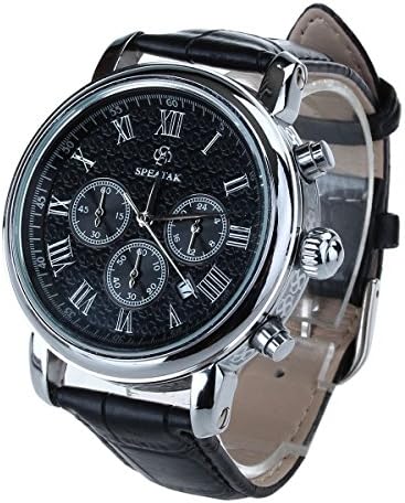 PLSHOP SPEATAK Fashionable Men's Wrist Watch + Six Stitch Stopwatch Black