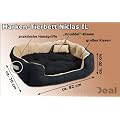 12521 Tierbett Schwarz-Beige ca. 82x70x20cm mit Innenkissen + Schmusekissen + Pipi-Schutz-Unterlage