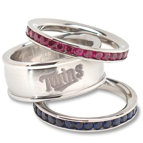 MLB Minnesota Twins Logo Crystal Stacked Ring Set (Size 7)