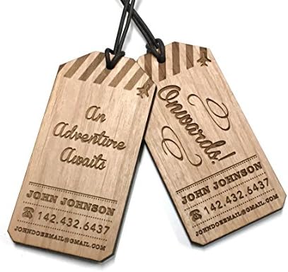 Mile Nine Wood Luggage Tag / Custom Engraved Travel Tag / Personalized Address / Quote