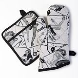 Sin in Linen Pin up Print Oven mitt/Potholder Set