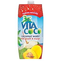 Vita Coco Coconut Water with Peach and Mango, 17-Ounce Boxes (Pack of 12)