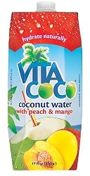 Vita Coco Coconut Water with Peach & Mango, 17-Ounce Boxes (Pack of 12)