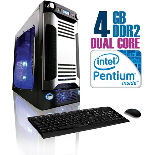 CybertronPC X-Sniper SINN4120BUBSQ, Black/Silver, Intel Pentium Dual-Core 2.6GHz, 4GB DDR2, 500GB HDD, DVDRW, Nvidia GeForce 9400GT, 400 Watt Power Supply, Windows 7 Home Premium 64-bit, 1 Year Parts & Labor Warranty
