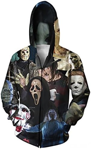TINGHON Unisex Horror Mask Funny 3D Hoodies Zipper Outerwear (XL, God Owl)