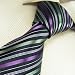 T4307 NEW Y&g Designer Hand Made Black Purple Green Stripes 100% Jacquard Woven Pure ...