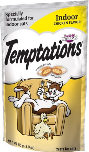 Whiskas Temptations Hairball Control Chicken Flavour Treats for Cats, 2.1-Ounce Bags (Pack of 12)