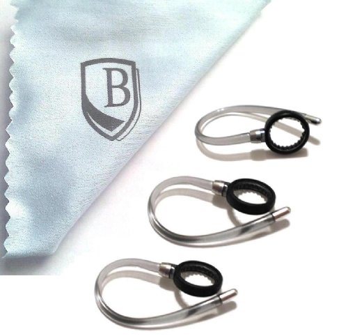 3pcs New Earhooks Wireless Bluetooth Headset HX-550 H-17 H17-txt H525 Headsets Ear Hooks Loops Clips Stabilizers Earloops Earclips Replacement Parts , Black Sea International Logo Good Quality Micro Fiber Cleaning Cloth (random color) 7X6