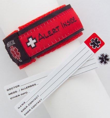 Large Adult Adjustable Medical Alert ID Bracelet -RED
