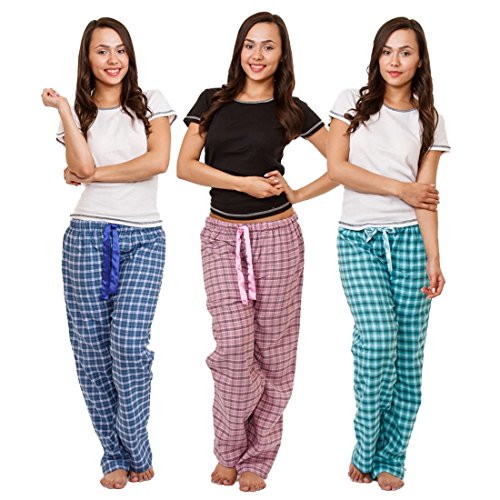 Women's Lounge Pants Combo Pack, 3 Pants, 100% Cotton Flannel