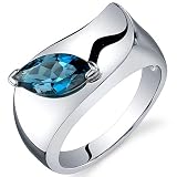 Musuem Style Marquise Cut 1.00 carats London Blue Topaz Ring in Sterling Silver Available in Sizes 5 thru 9