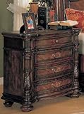 YT Furniture JS5103N - Jasper Night Stand with Marble Top (Cherry/Aged Blac ....