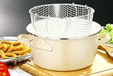 Deep Fryer Pyrex Lid Metal Handles Cream  from Premier