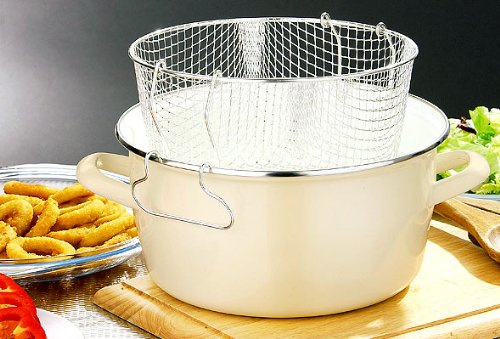 Deep Fryer Pyrex Lid Metal Handles Cream