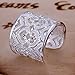 Noble Jewelry 925 Silver Women Ring Wide Hearts With Zircon Open