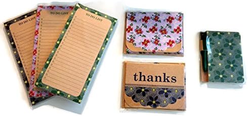 6 Piece to Do List Bundle, 3 Magnetic to Do Lists, 2 Note Cards and Envelope Sets with 6 Cards in Each, and a Small 100 Page Memo Book with Pen Great for Notes on the Go