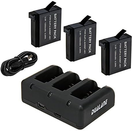 Power Battery (3-Pack)+ Triple 3-Channel Charger Dock Kit for GoPro Hero 4 HERO4 and Go Pro AHDBT-401 AHBBP-401