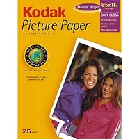 Kodak 1124346 Picture Paper, Soft Gloss, 8.5inx11in, 25 Sheets