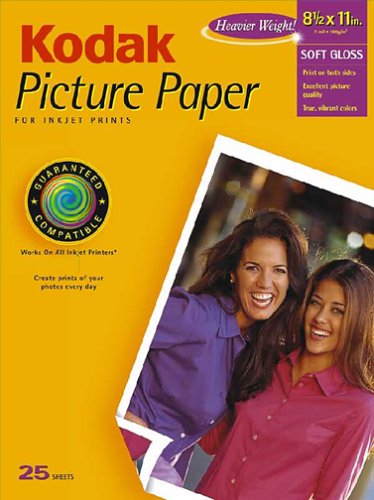 Kodak 1124346 Picture Paper, Soft Gloss, 8.5inx11in, 25 Sheets