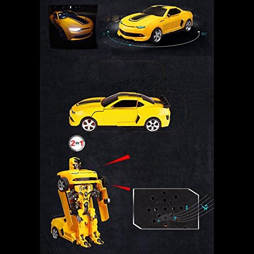 Robort Optimus prime Bumblebee Poison Transformation One Key deformation Remote Control RC Car(yellow)