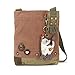 Chala Handbags Canvas Crossbody Messenger Bags with White Slim Cat Coin Purse Combo (Mauve)