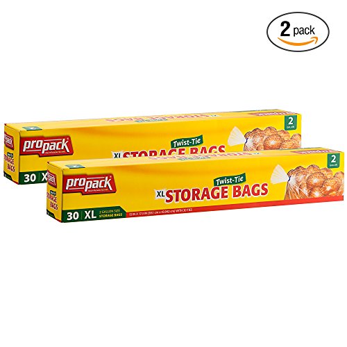 Pro Pack Twist & Tie Food Storage Bags Jumbo 2 Gallon 30 Count 2 Pack