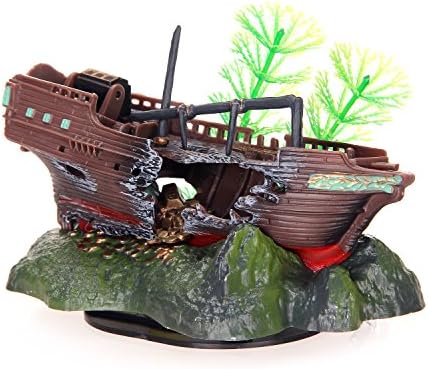 Dioletto Ship Wreck Aerating Live Action Décor for Fish Tank Aquarium Ornaments Decorations Peceras y Acuarios Accesorios AQG-3