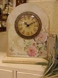 Shabby Chic Vintage Rose and butterfly Jardin Boutique Arched Mantle Clock - also ideal for bedrooms