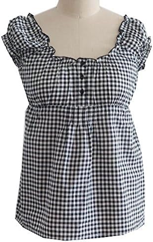 K WOMAN ladies short sleeve blouses, fashion Europe design plaid shirt, gift idea