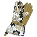 Womanswork 706L Black and White Floral Gauntlet Glove with Synthetic Leather Palm, Large