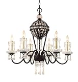 AF Lighting 7166-6H Anastasia Candle Base Chandelier, Antique Bronze, Glass Candles with Glass Accents