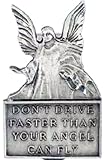 Guardian Angel Don't Drive Faster Than Your Guardian Angel Can Fly Visor Clip with Bright Cut Accents