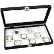 Glass Top Display Case Box 18 Slot White Tray Insert New