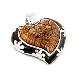 Brown Murano Glass Millacreli Murano Glass Heart Sterling Silver Pendant