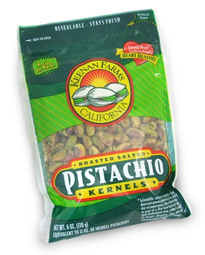 Keenan Farms Shelled Kernel Pistachio, 6-Ounce Bags (Pack of 6)