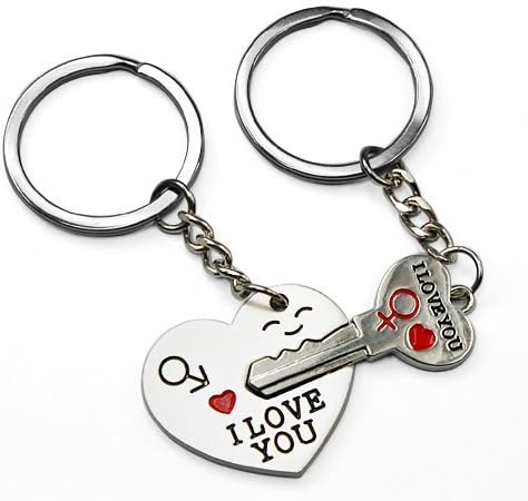 Key to My Heart Cute Couple Keychain Love Keychain Key Ring Bundled with Sexy Game Dices Gift for Valentine's Day & Birthday & Christmas & Wedding Anniversary (Key to Heart)
